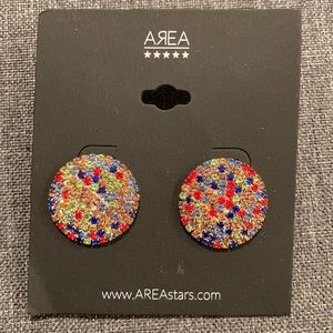 Area multicolored crystal post earrings NWT